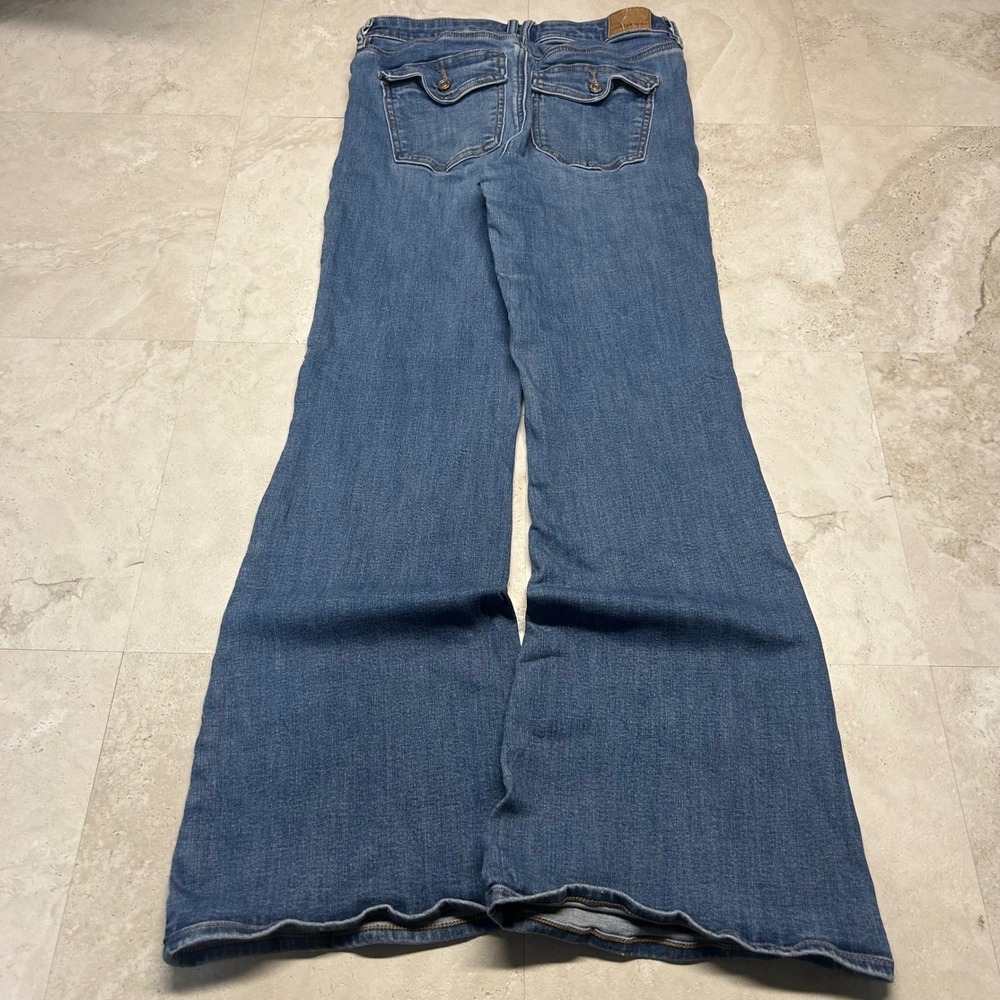 American Eagle Low Rise Flare Jeans Blue Womens 4 Next Level Stretch Medium Wash